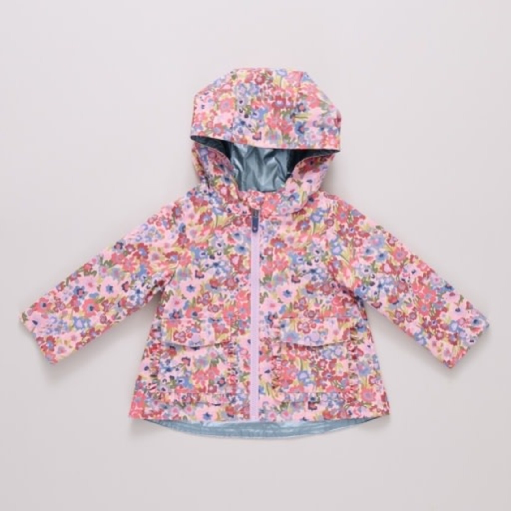 Pink Chicken girls rafa reversible raincoat - burgundy sketched floral