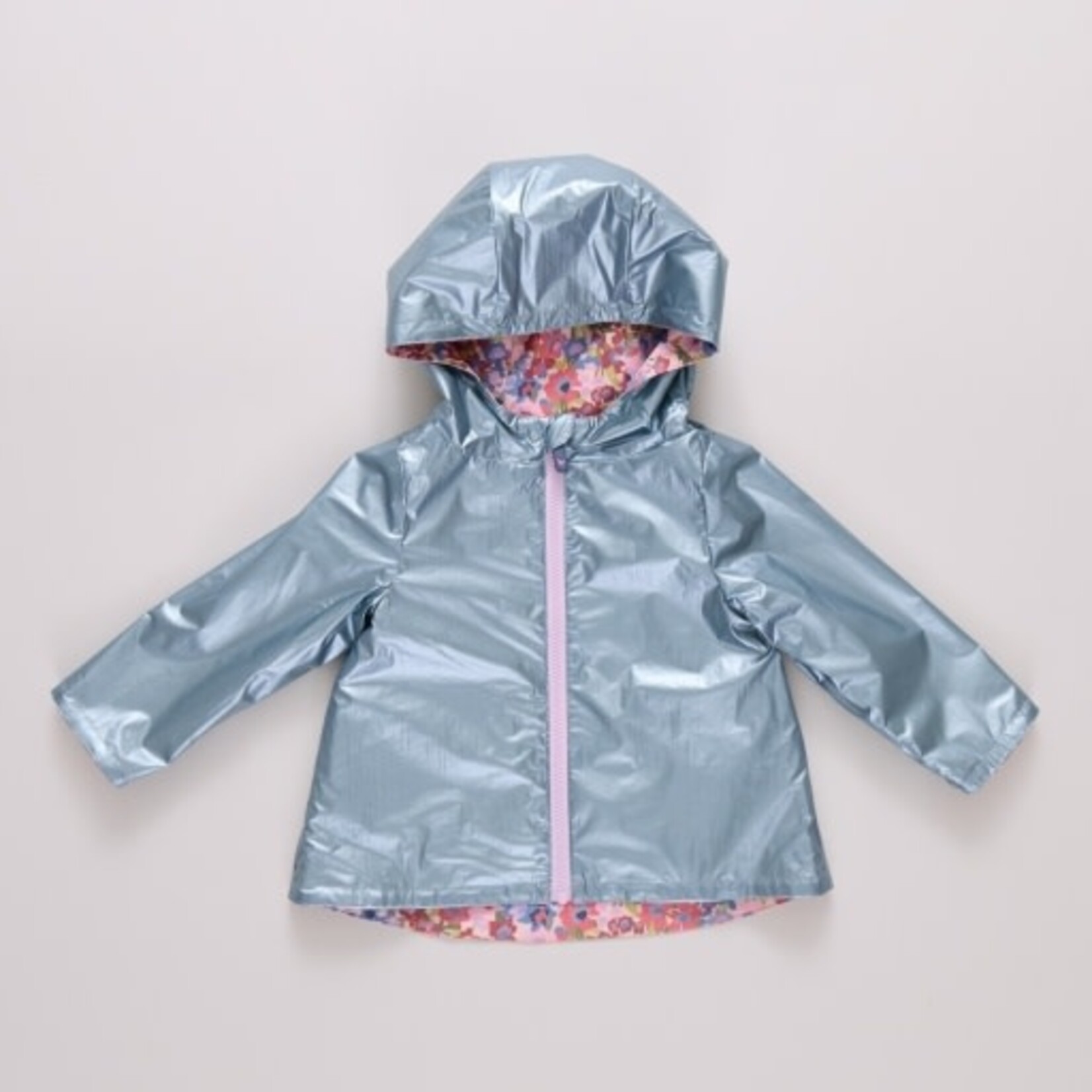 Pink Chicken girls rafa reversible raincoat - burgundy sketched floral