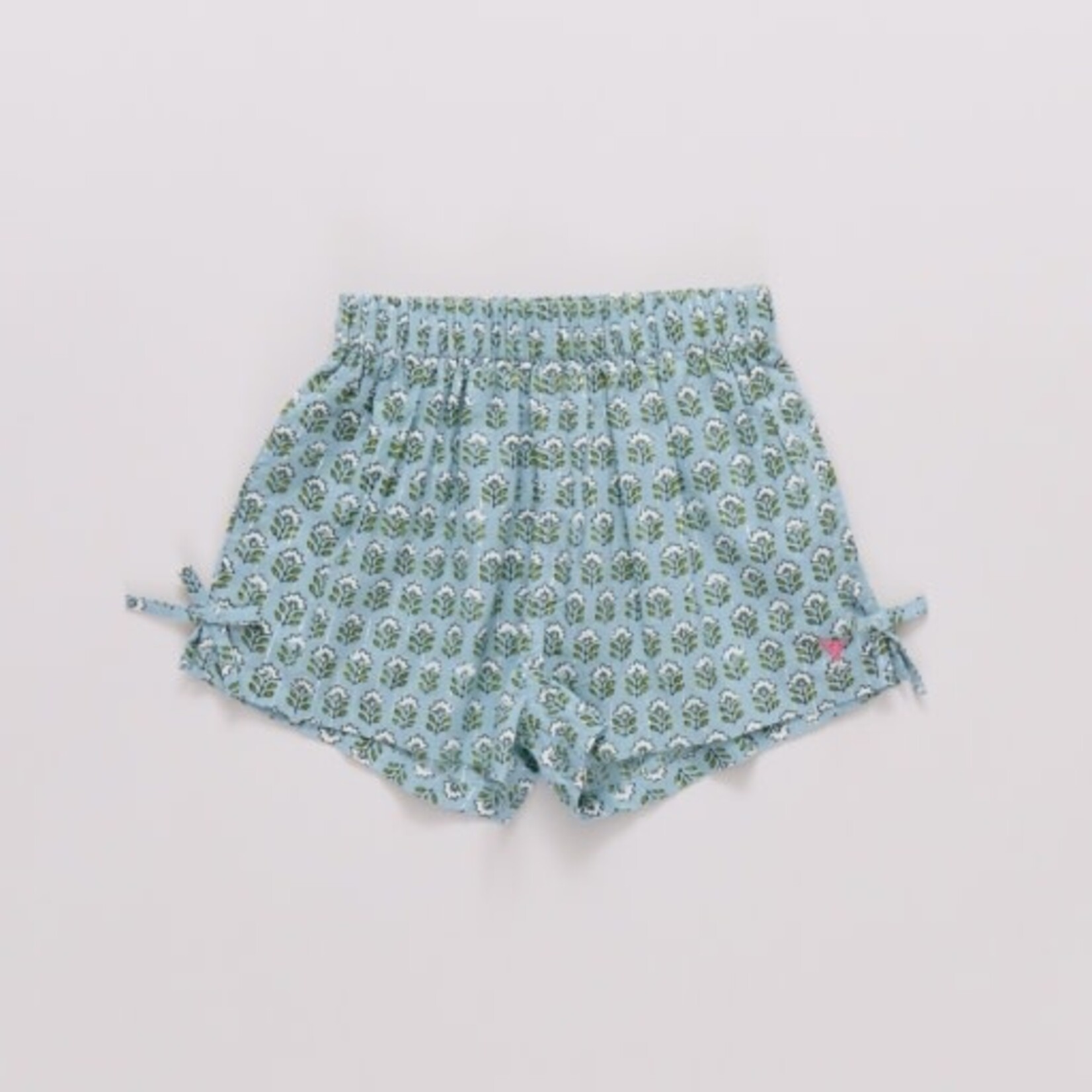 Pink Chicken girls jules short - blue prairie block print