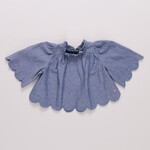 Pink Chicken girls scallop misha top - chambray