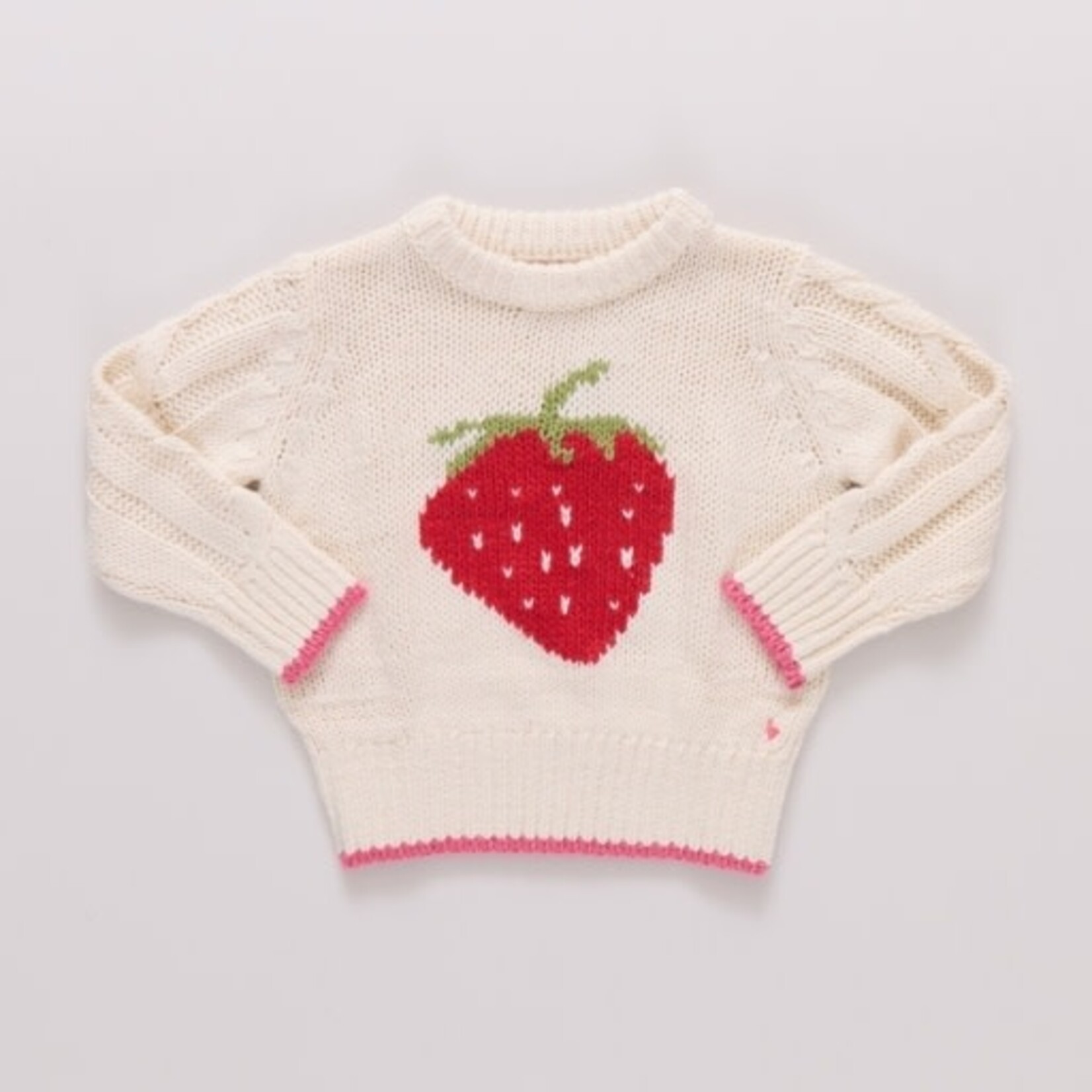 Pink Chicken girls haven sweater - cream strawberry
