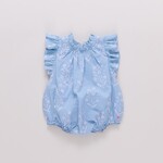 Pink Chicken baby girls harper bubble - blue prairie block print