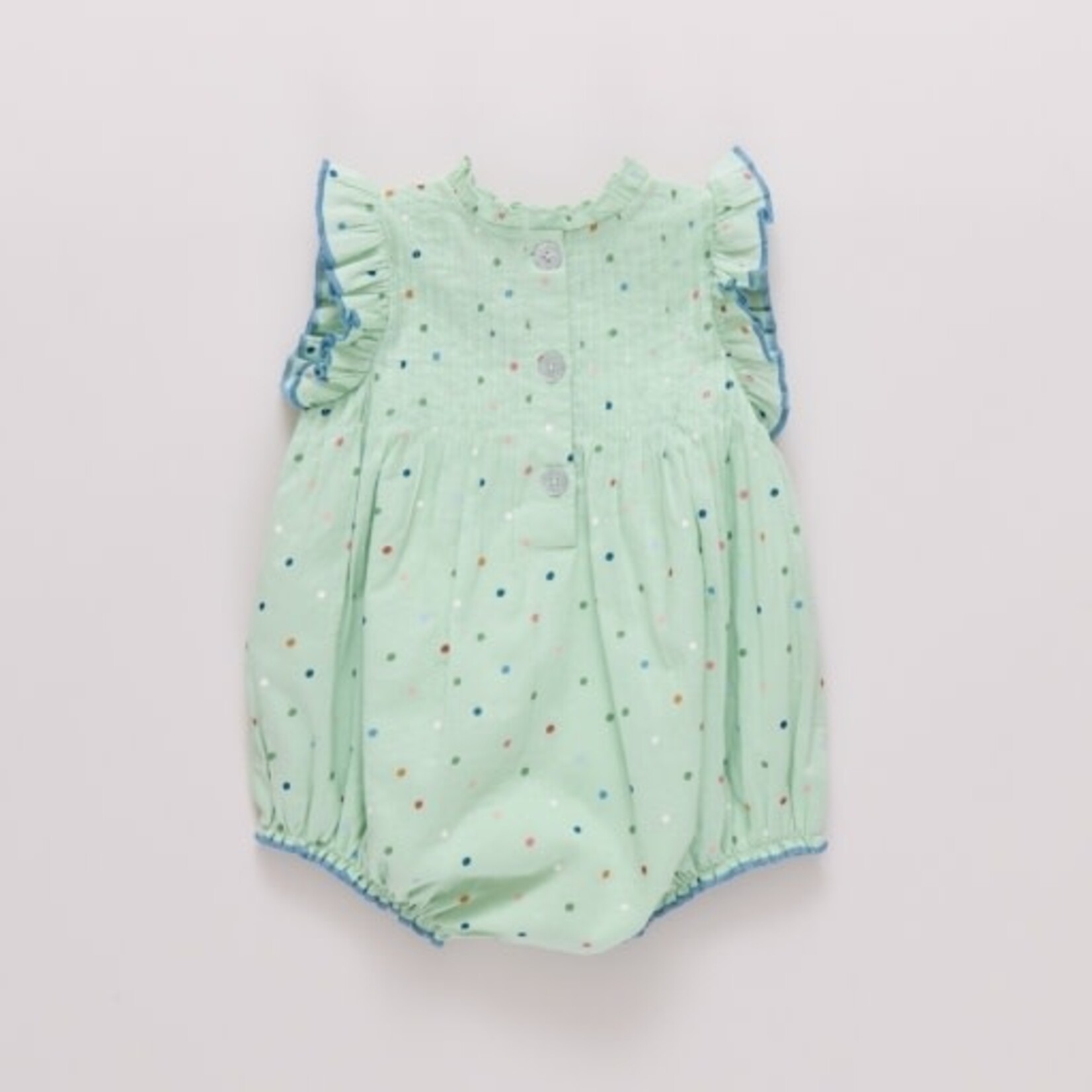 Pink Chicken baby girls jaipur bubble- pastel green polka dot