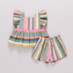 Pink Chicken baby girls elsie 2-pc set - parade stripe