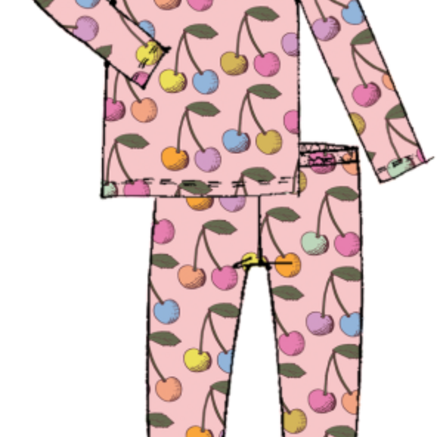 Pink Chicken kids bamboo pj set - cloud pink cherry
