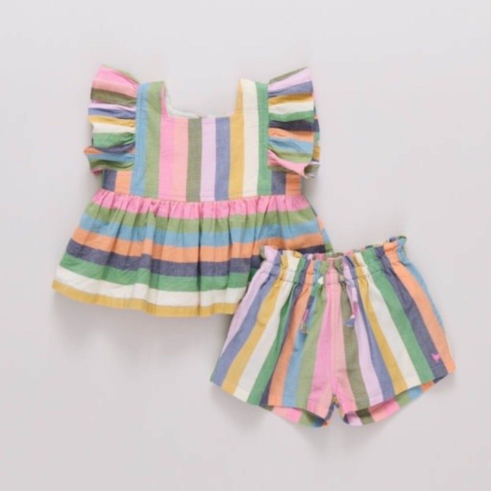 Pink Chicken baby girls elsie 2-pc set - parade stripe