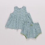 Pink Chicken baby girls jaipur 2-pc set - blue prairie block print