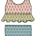 Pink Chicken girls palmer tankini - multi prairie block print