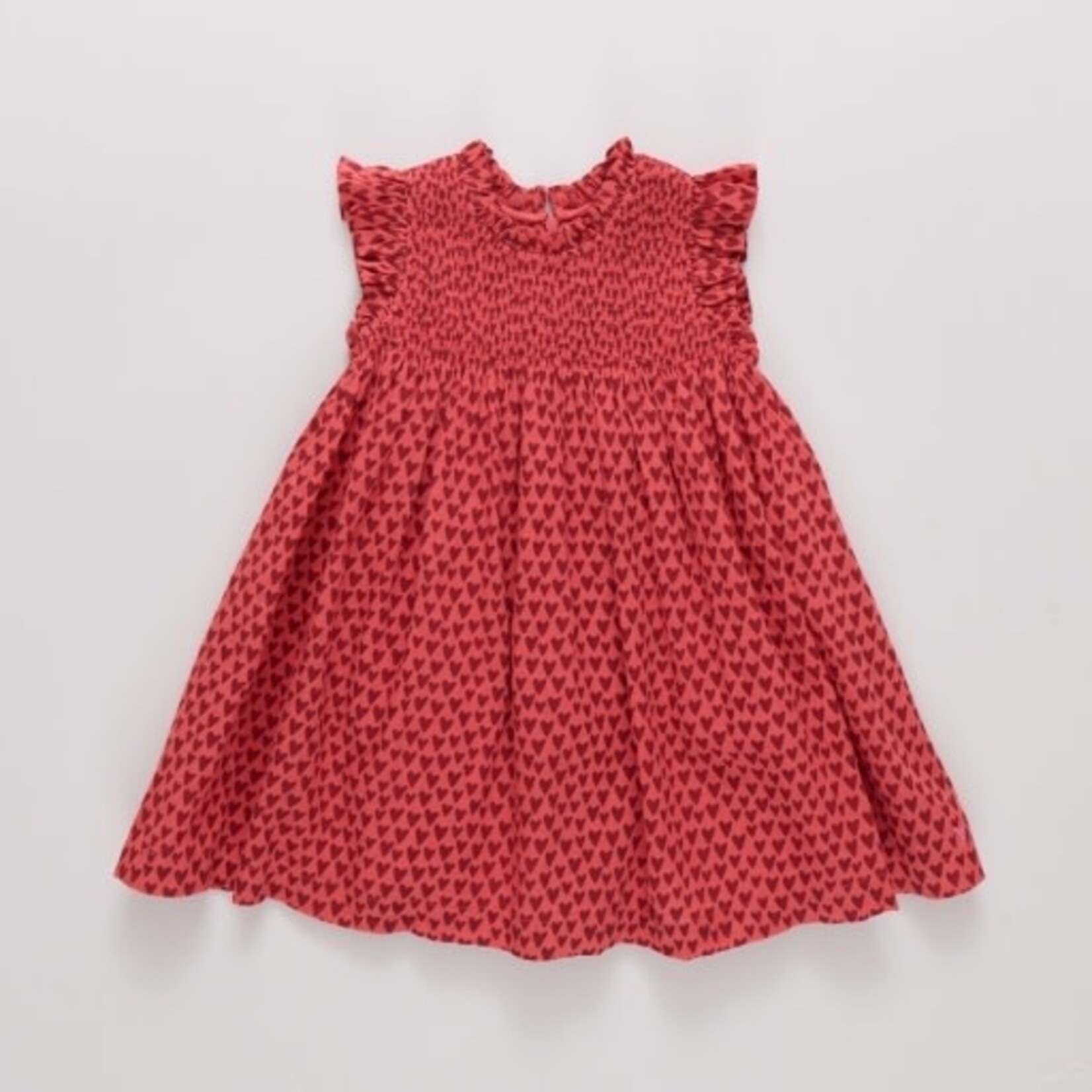Pink Chicken girls stevie dress - red mini hearts