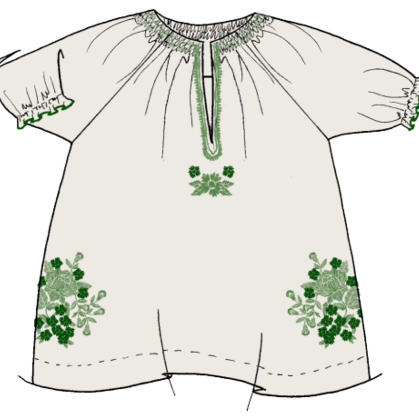 Pink Chicken girls ava dress - green embroidery