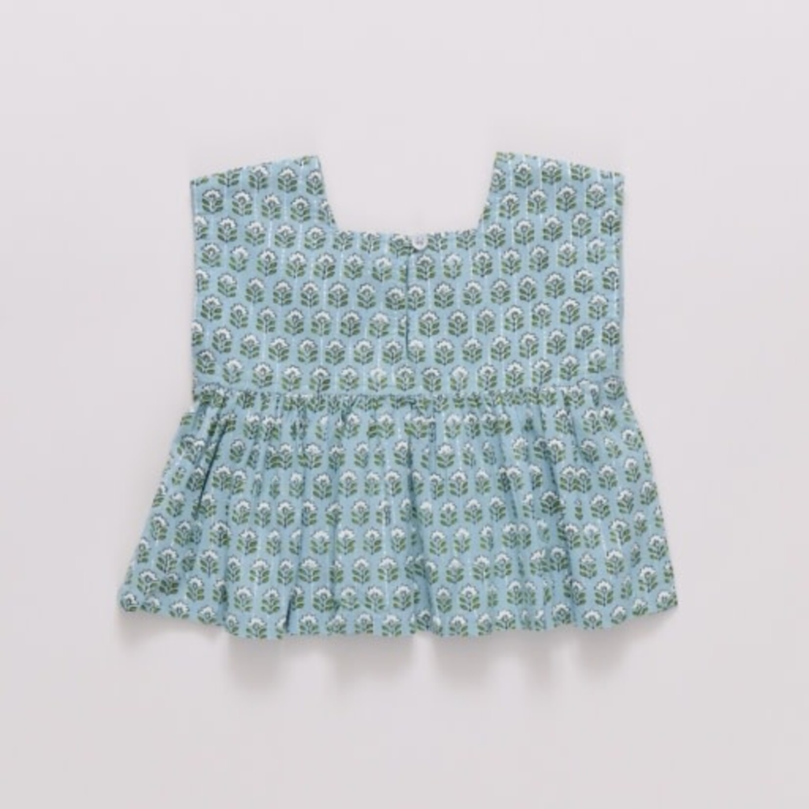 Pink Chicken girls kamari top - blue prairie block print