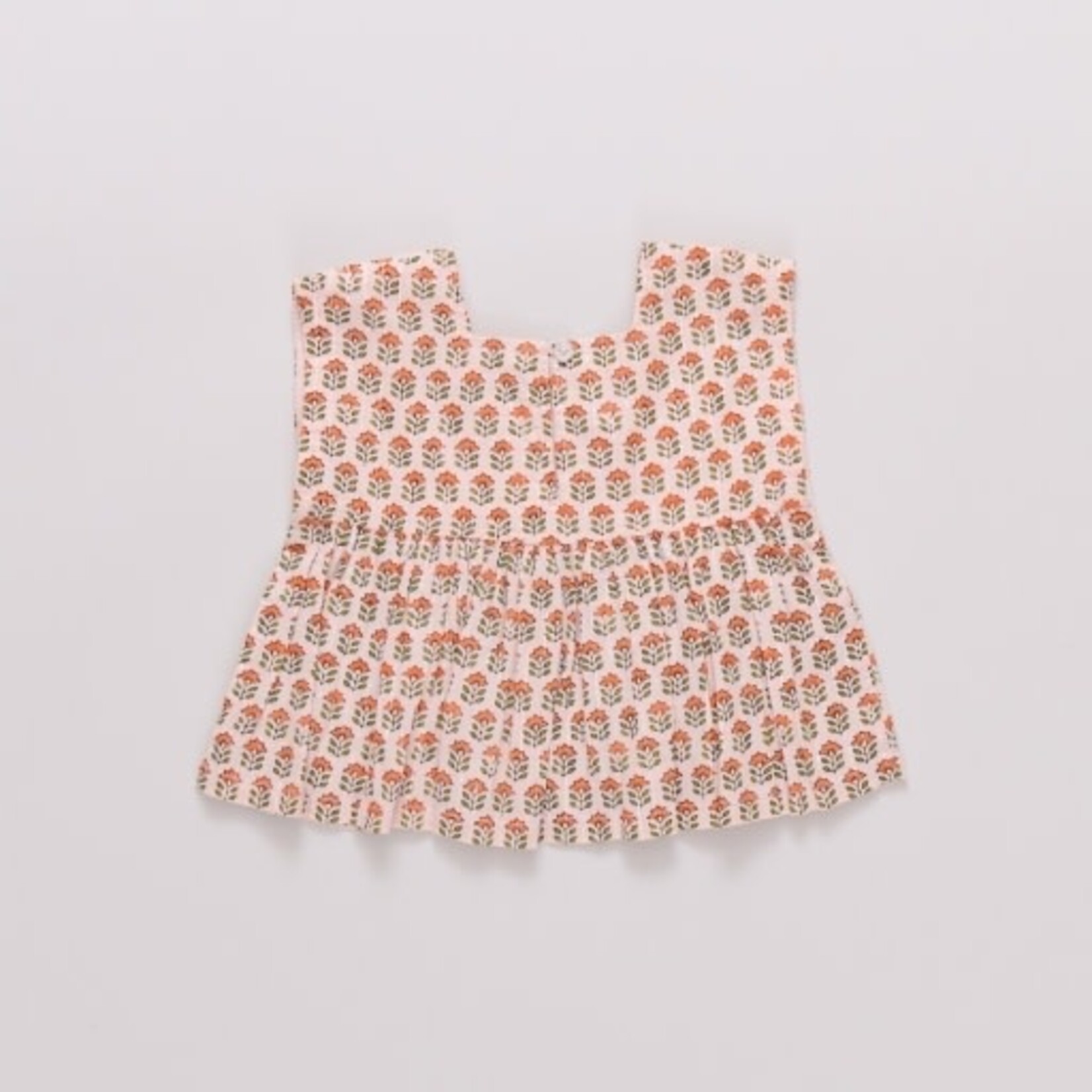 Pink Chicken girls kamari top - pink prairie block print