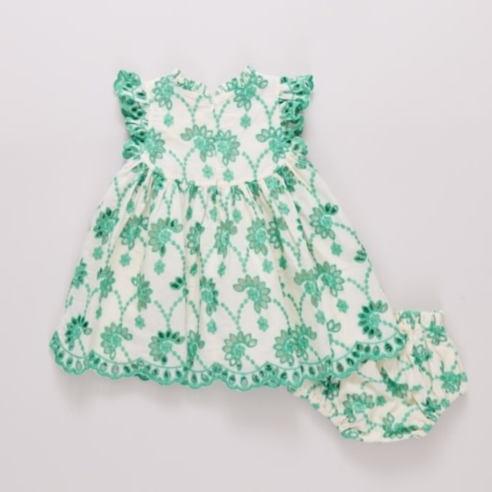 Pink Chicken baby girls cynthia dress set - kelly green eyelet