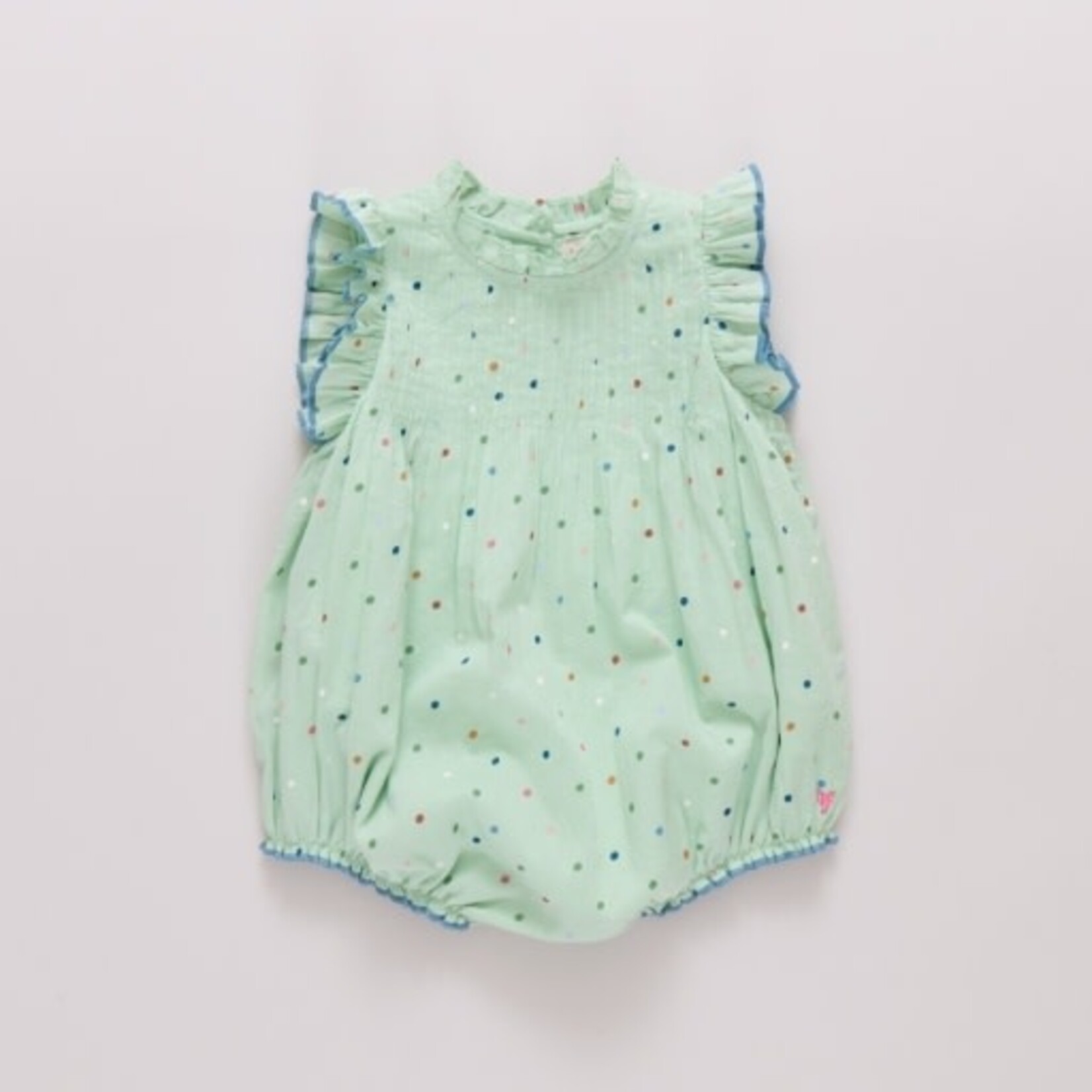 Pink Chicken baby girls jaipur bubble- pastel green polka dot