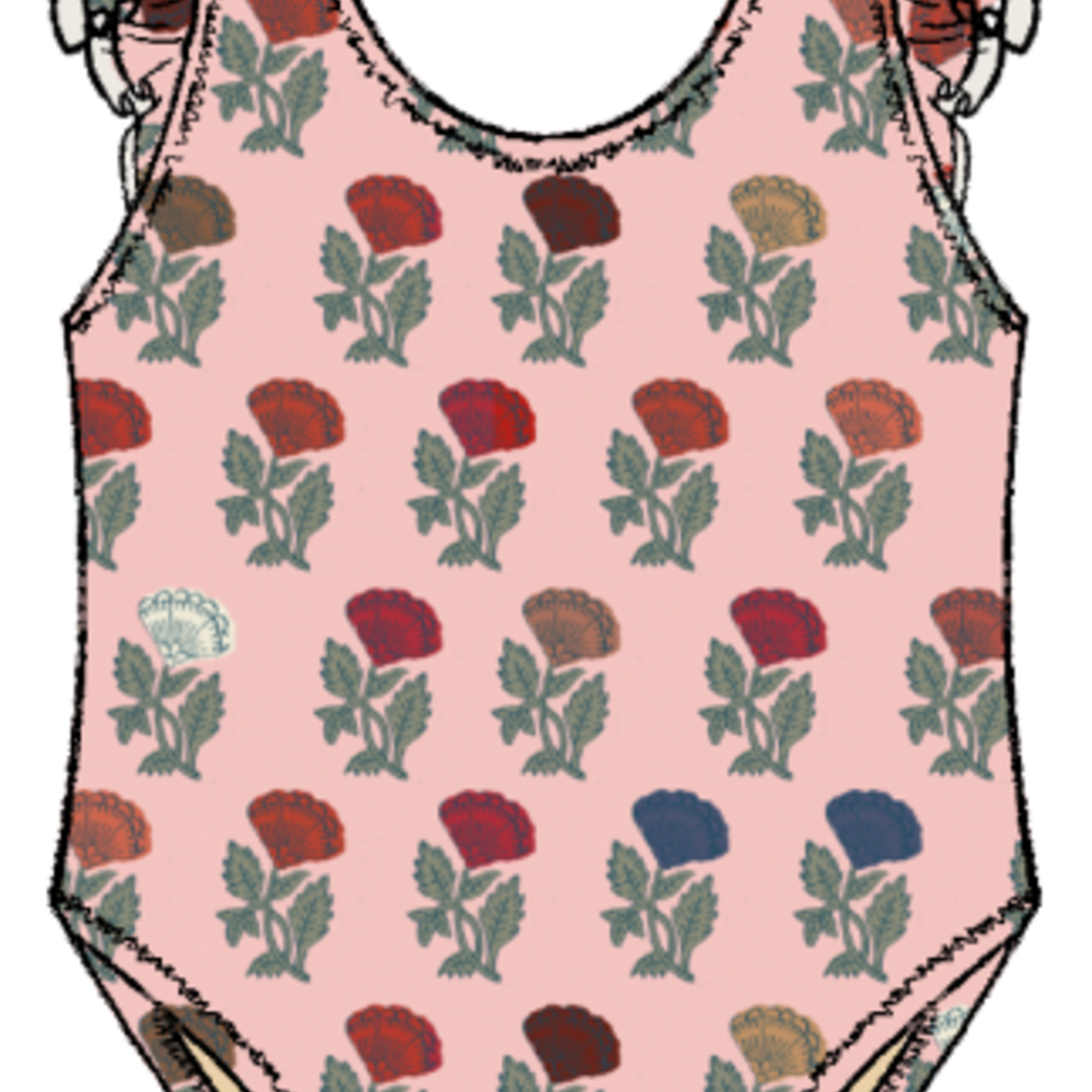 Pink Chicken girls liv suit - multi flower drop