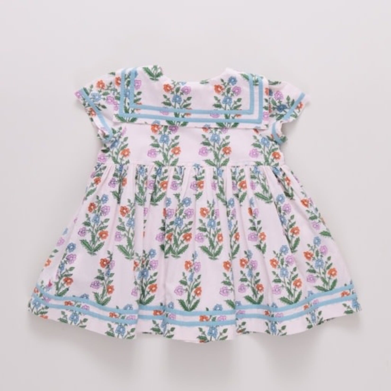 Pink Chicken girls elowen dress - pink dewdrop block print