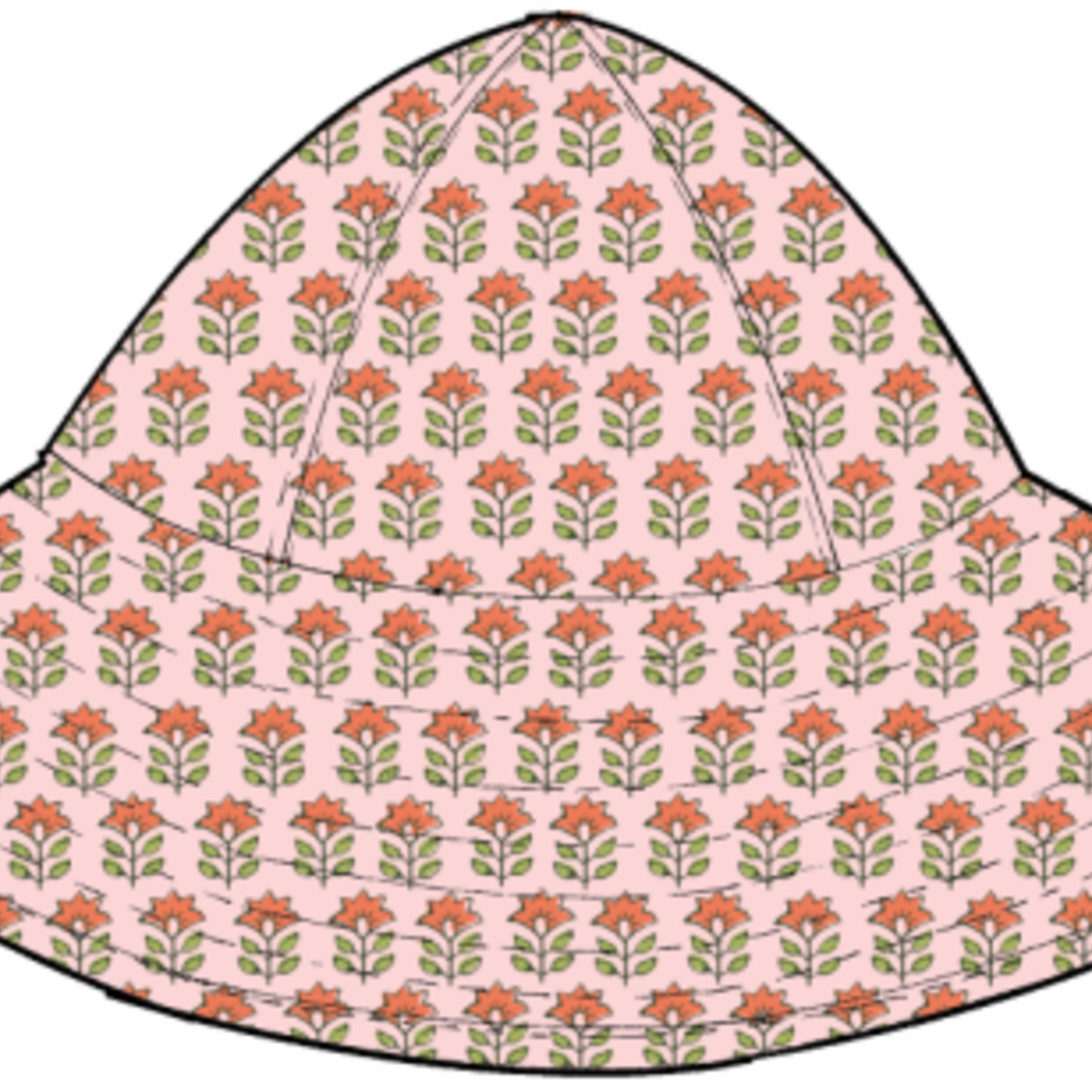 Pink Chicken baby girls sun hat - pink prairie block print