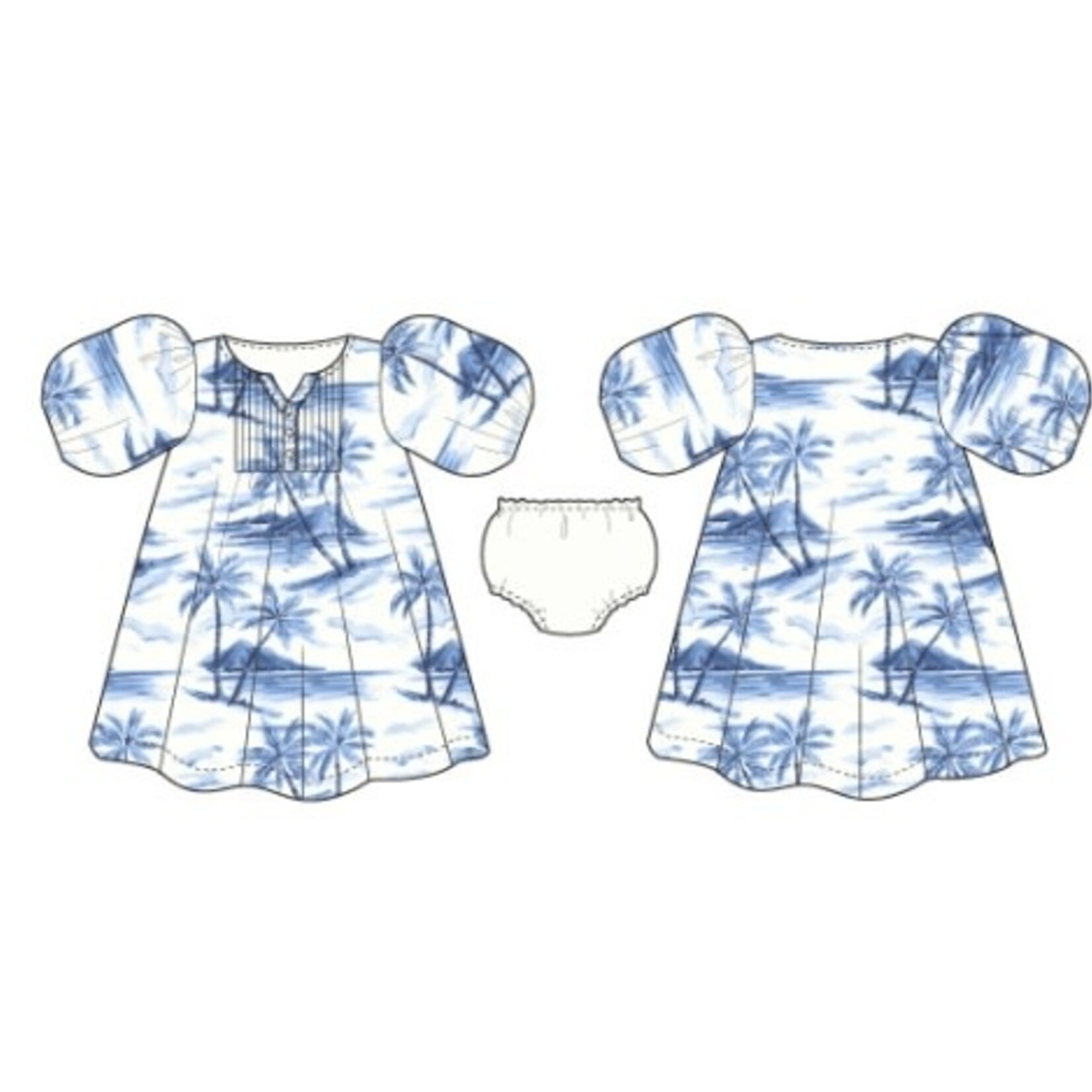 JANIE AND JACK W BLUE PALM DRESS R1B