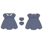JANIE AND JACK G W BLUE VELVET COLLAR SS DRESS W2