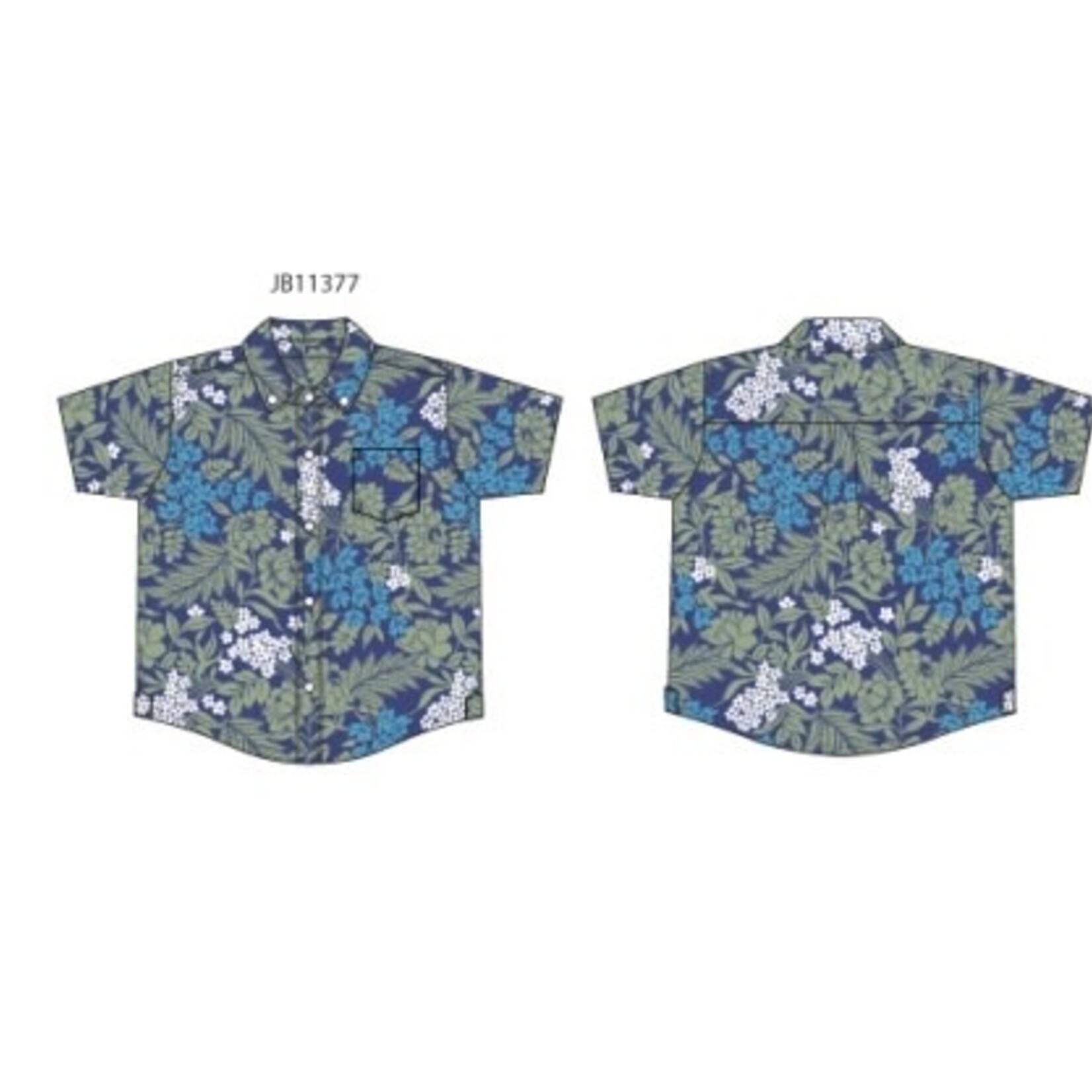 JANIE AND JACK W TR GRN BLU FLRL SS TOP SPRTR