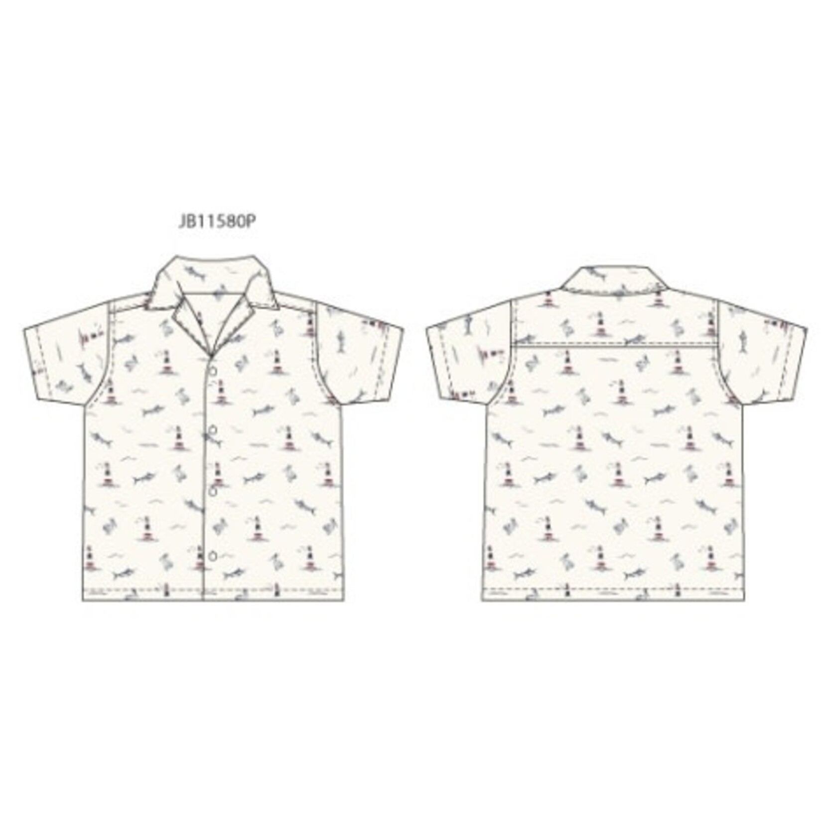 JANIE AND JACK W IVRY LTHOUSE PRINT POPLIN SS SHRT R1A