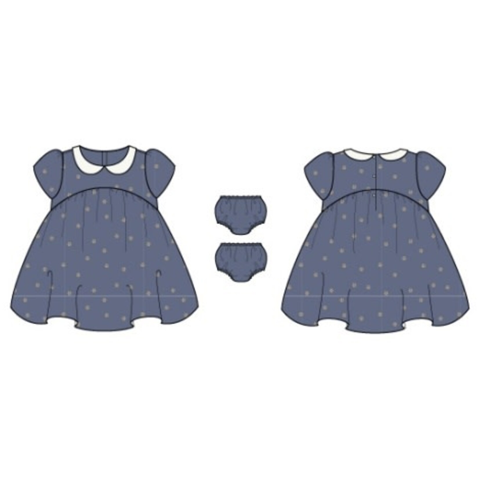 JANIE AND JACK G W BLUE VELVET COLLAR SS DRESS W2