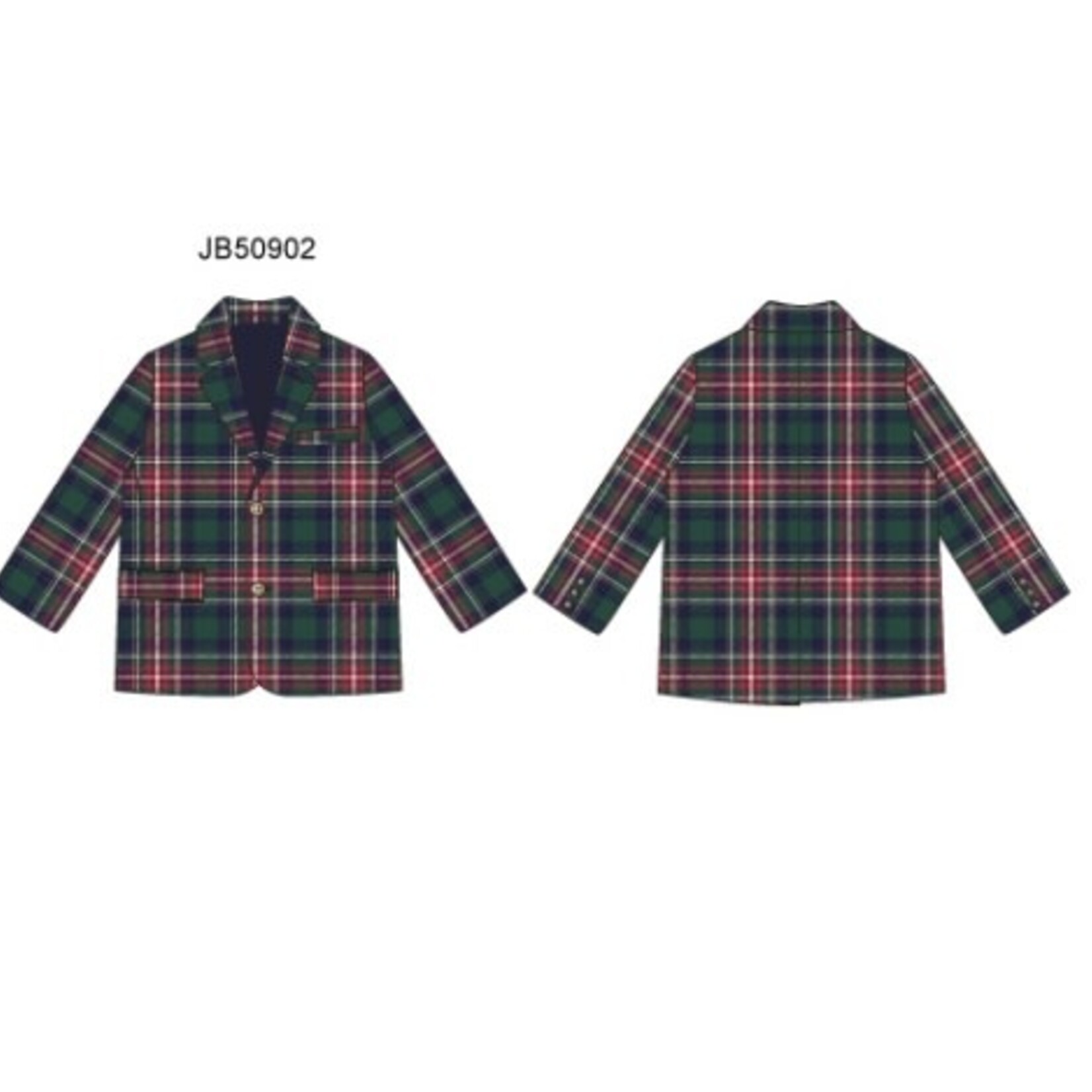 JANIE AND JACK W NVY RED WOOL PLAID BLAZER H1A