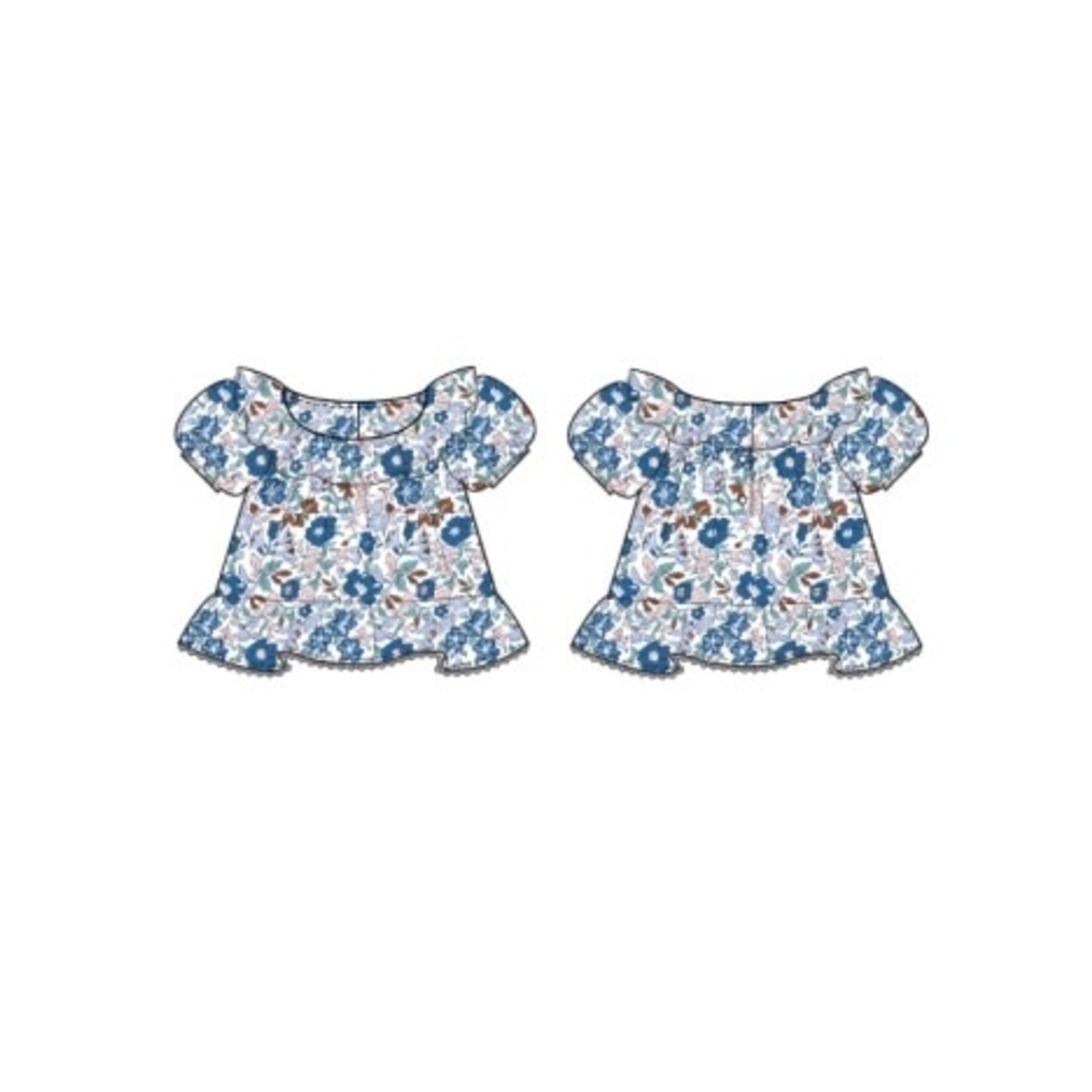 JANIE AND JACK W BLU FLRL RFFL HEM SS TOP SP1