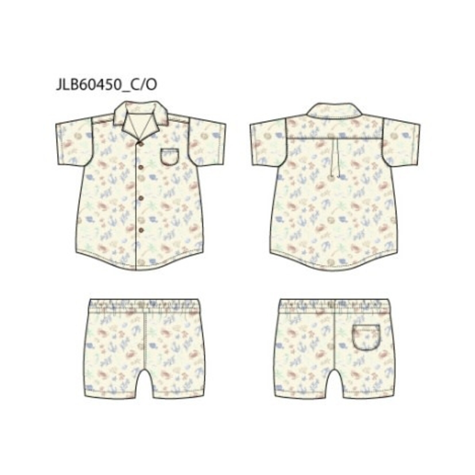 JANIE AND JACK B W X MULTI CRAB OCEAN GAUZE CABANA SET SPRBK