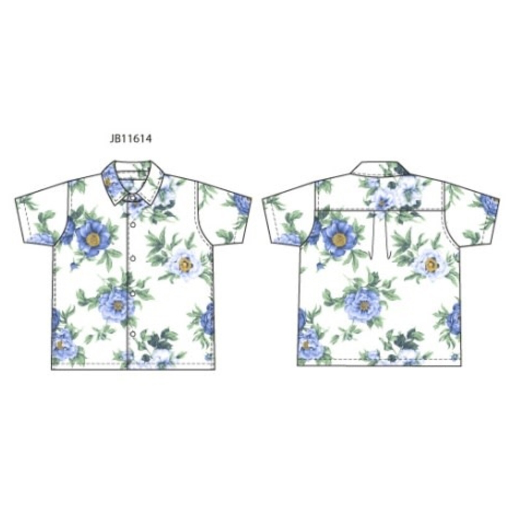 JANIE AND JACK W TR WHT BLU FLRL SS SHIRT SPR2