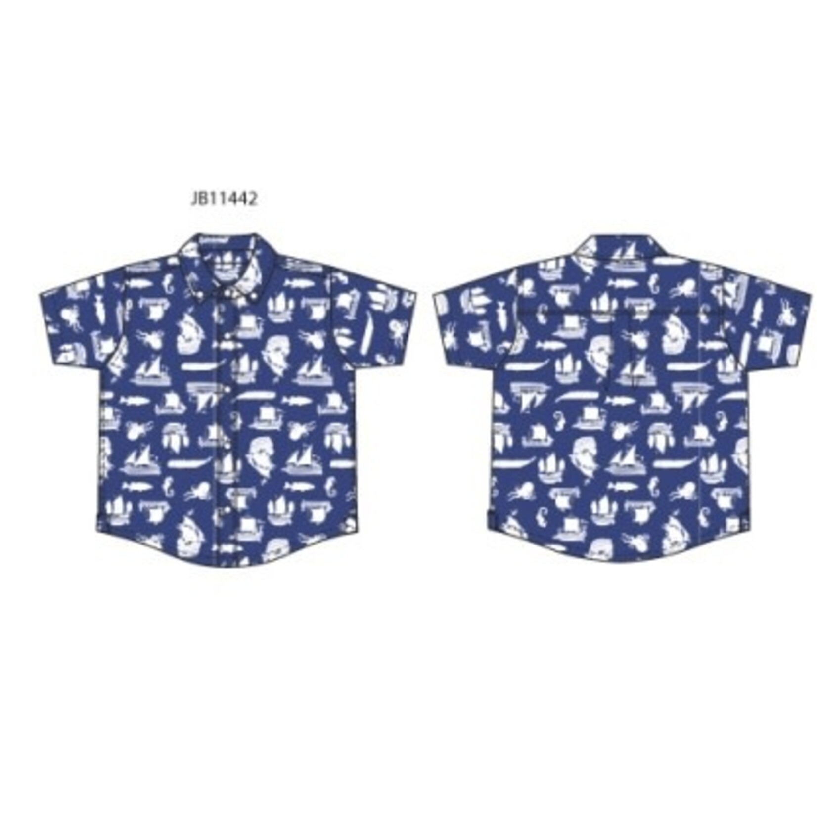 JANIE AND JACK W BLU PIRATE PRNT SS SHIRT SPR2