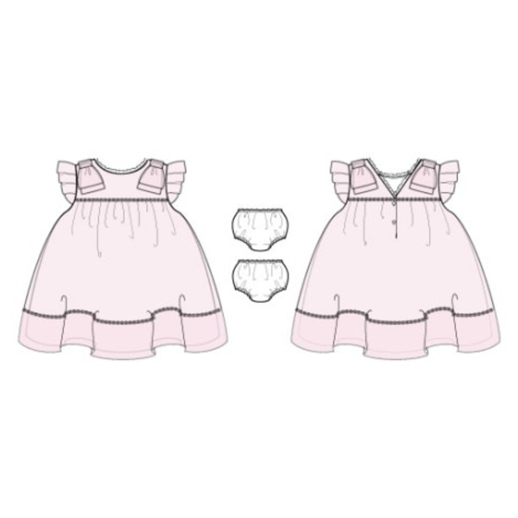 JANIE AND JACK G W PINK ORGANZA BOW SL COLLAR DRESS OCC