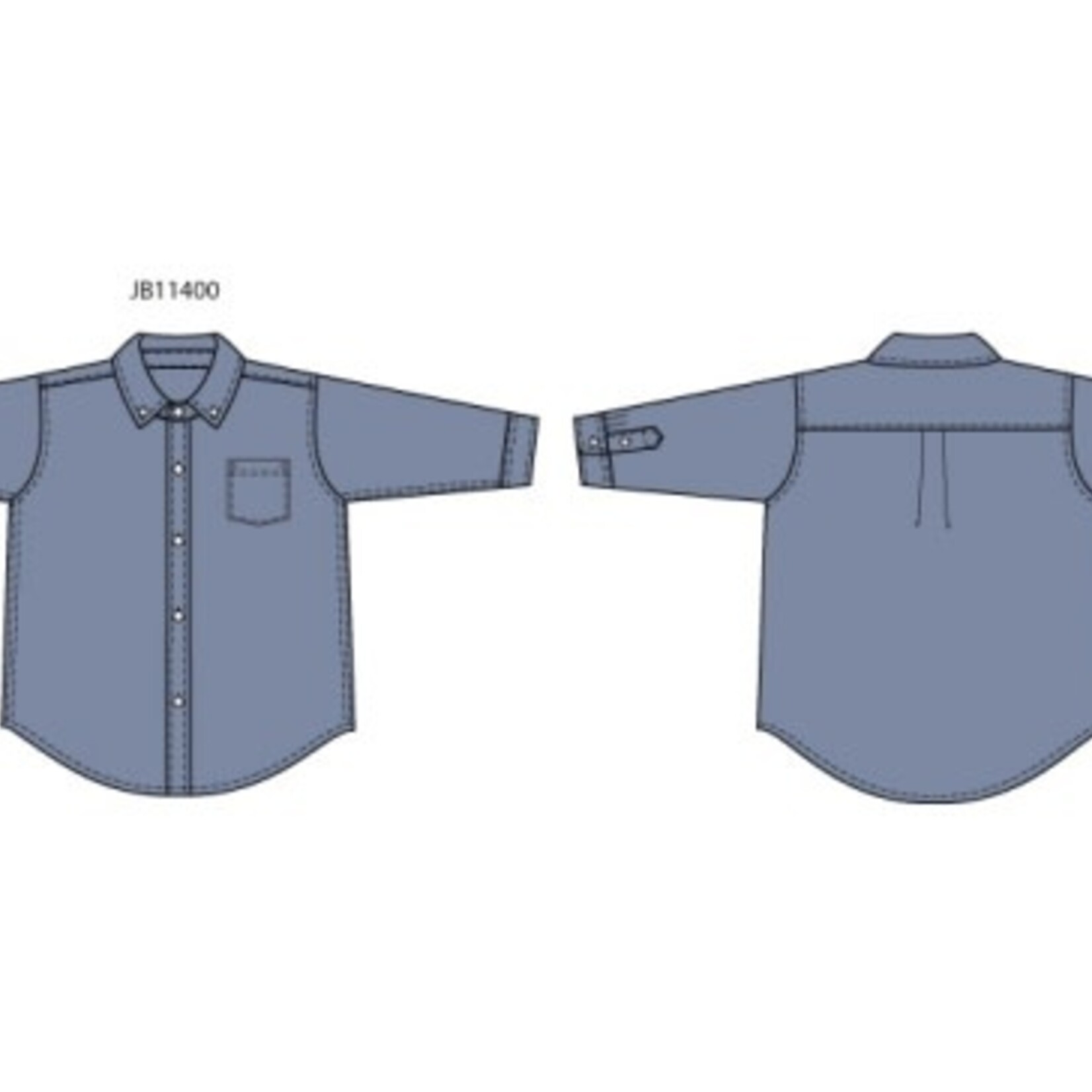 JANIE AND JACK W BLU OXFORD LS TOP ESTR2