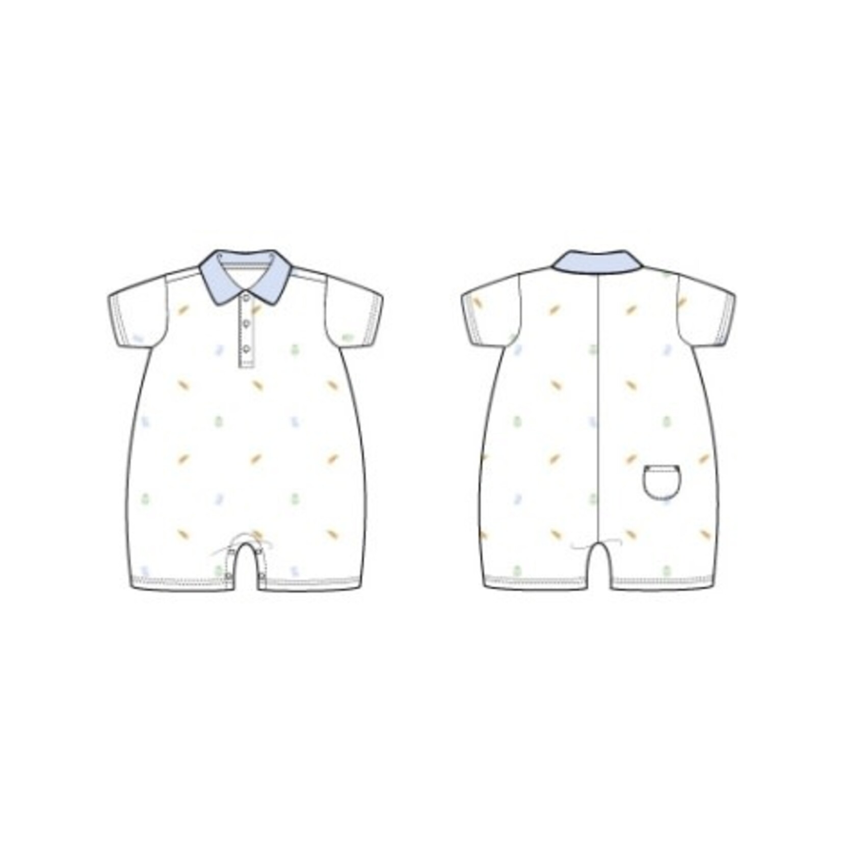 JANIE AND JACK B K WHITE AOP ICON POLO ROMPER ESTR1