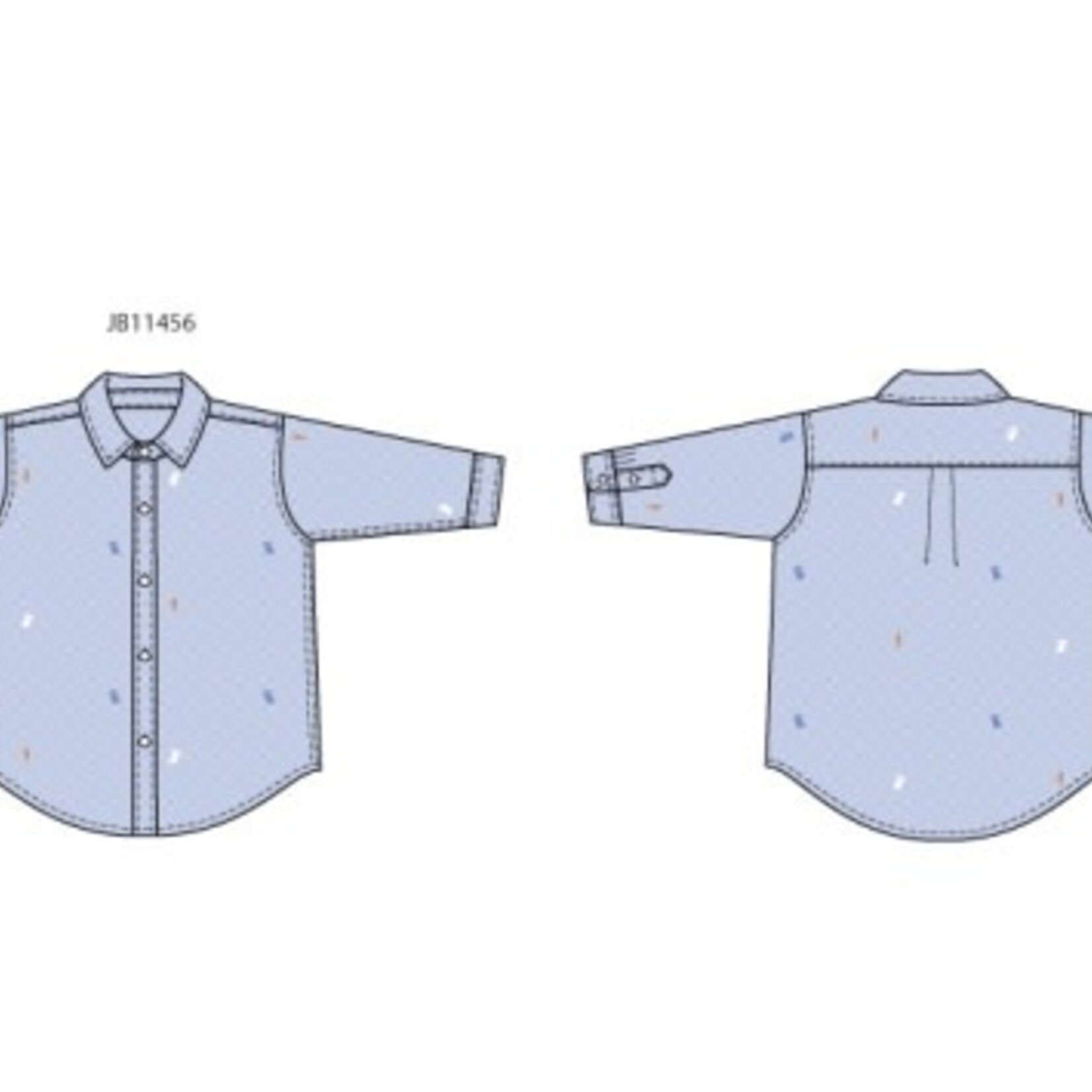 JANIE AND JACK W BLU AOE BUNNY LS OXFORD ESTR1