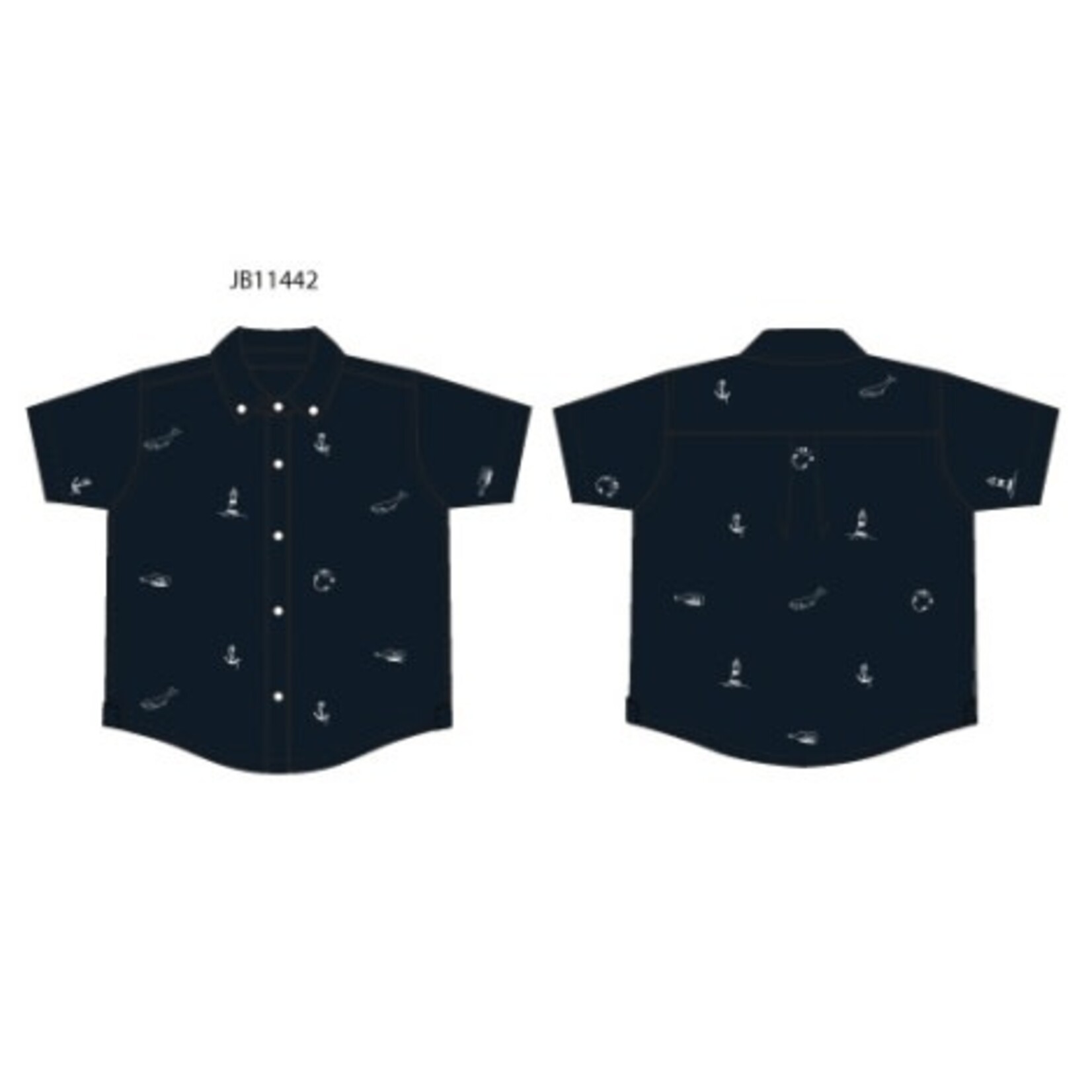 JANIE AND JACK W NVY ANCHOR AOE OXFORD SS SHRT R1A