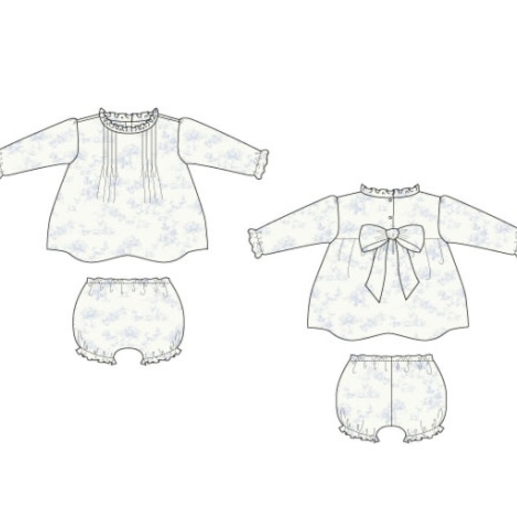 JANIE AND JACK G W BLUE FLORAL TOILE LS SET H2