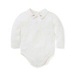 JANIE AND JACK U K IVORY BEAR ICON COLLAR LS BODYSUIT HG