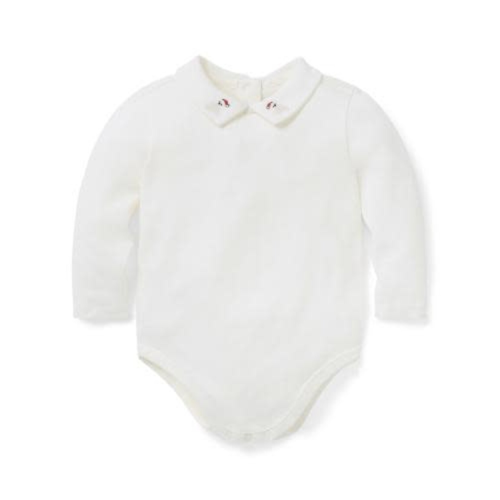 JANIE AND JACK U K IVORY BEAR ICON COLLAR LS BODYSUIT HG