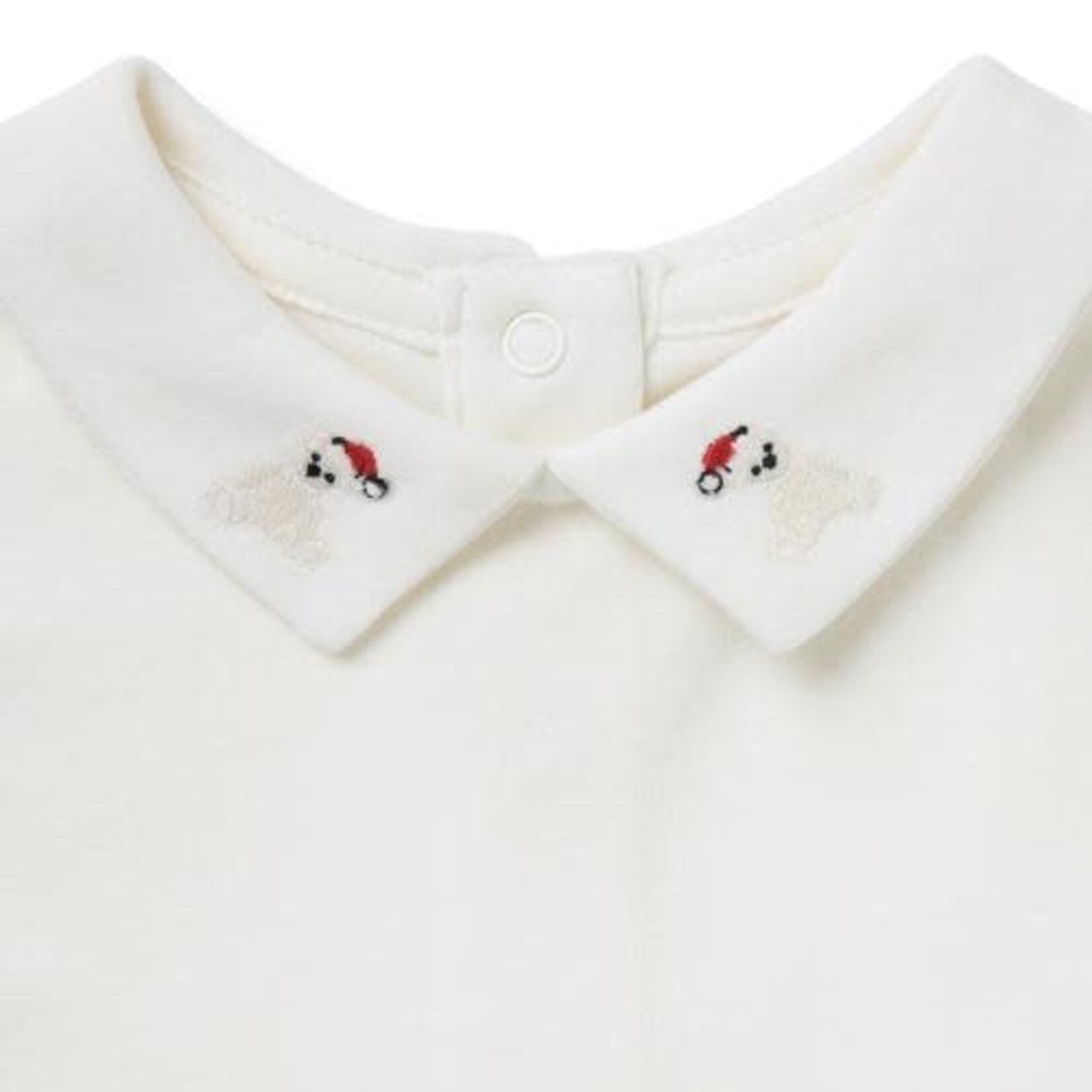 JANIE AND JACK U K IVORY BEAR ICON COLLAR LS BODYSUIT HG