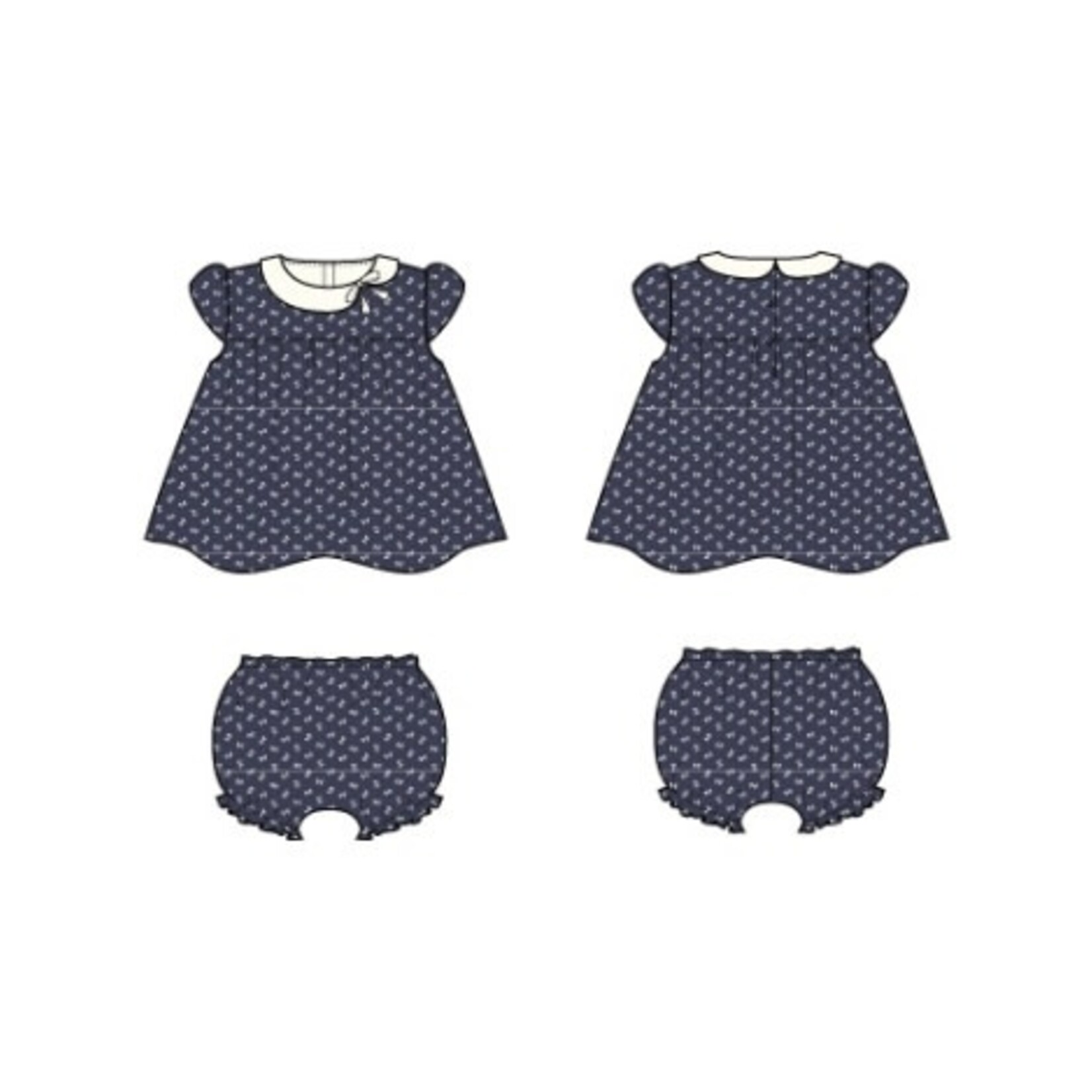 JANIE AND JACK G W NAVY AO BOW SS COLLAR SET R1A