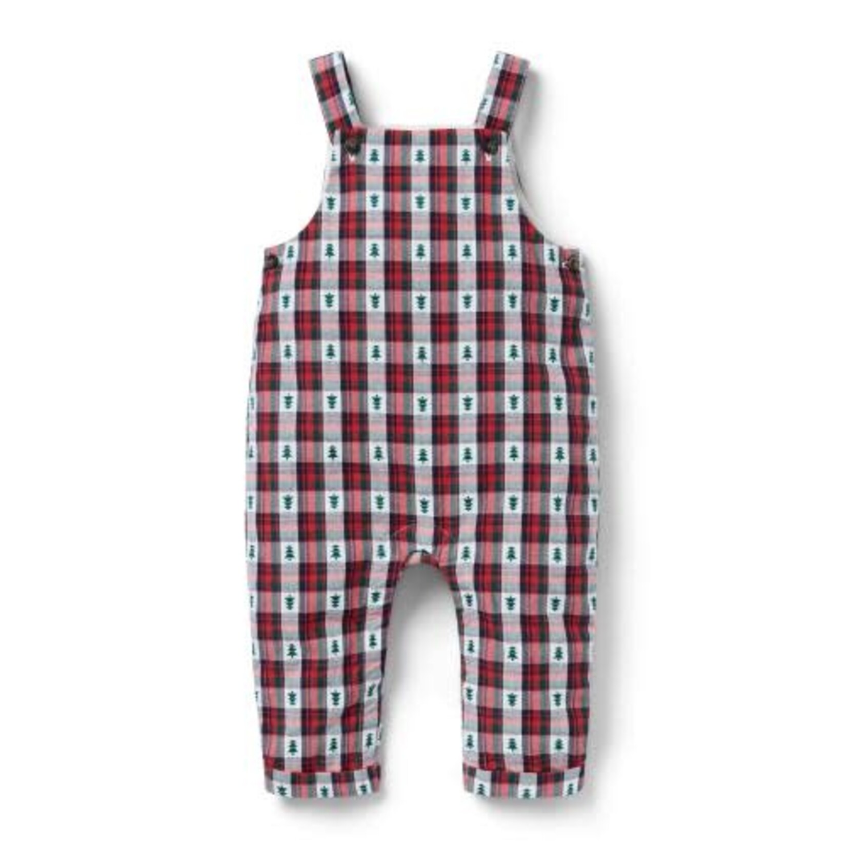 JANIE AND JACK B W RED TREE PLAID OVERALL HG
