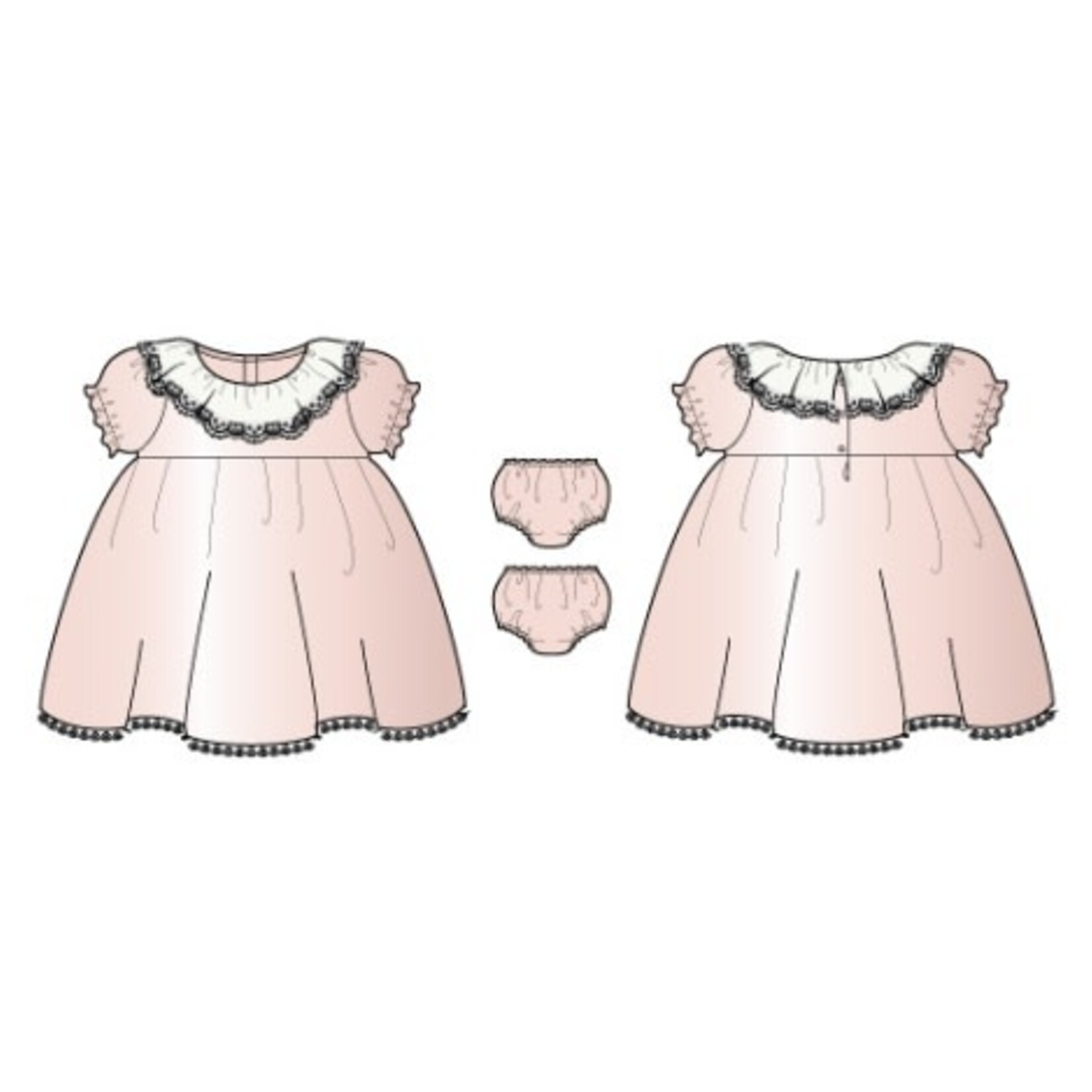 JANIE AND JACK PINK VELVET LACE COLLAR SS DRESS