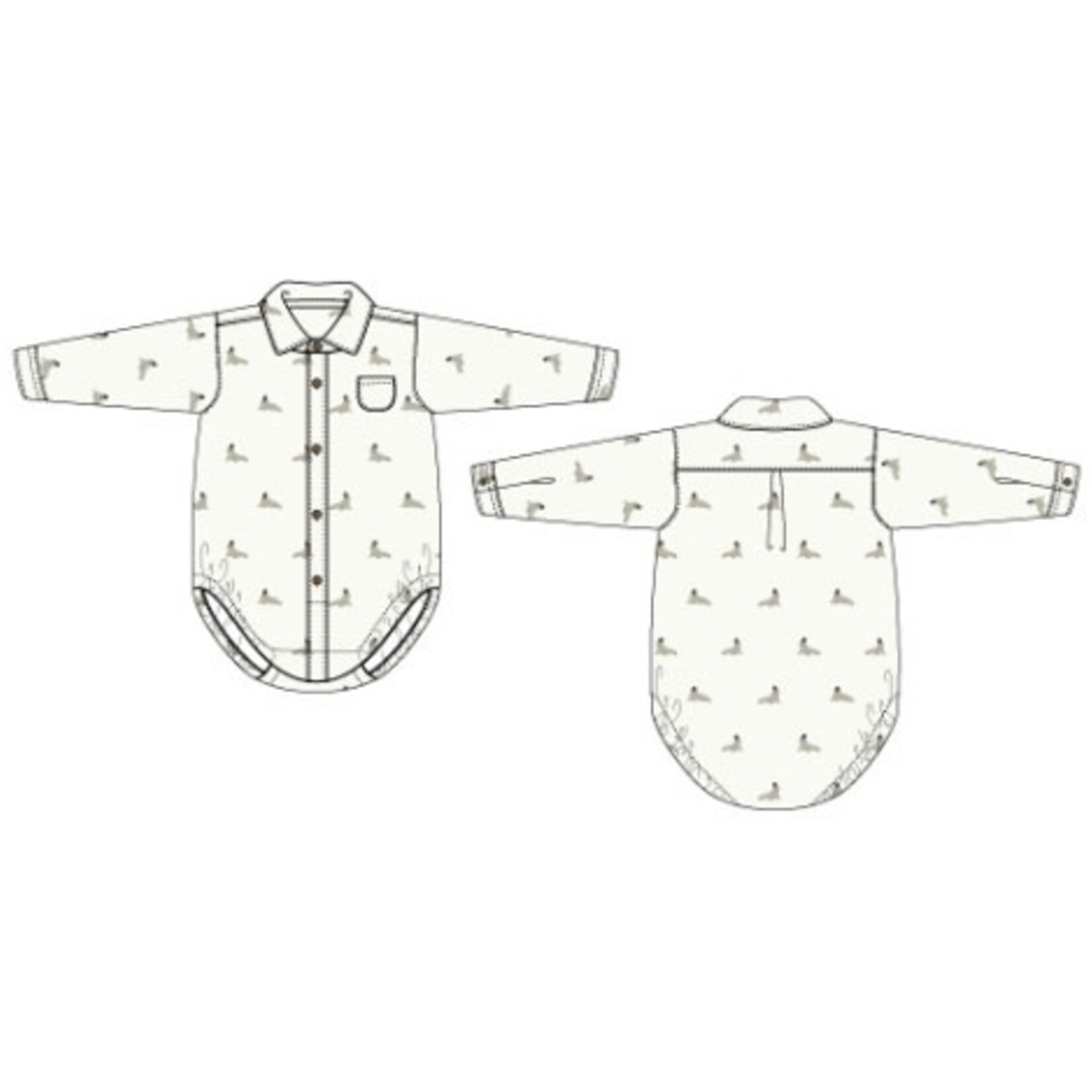 JANIE AND JACK B W IVORY AO WALRUS COLLAR LS BODYSUIT W1