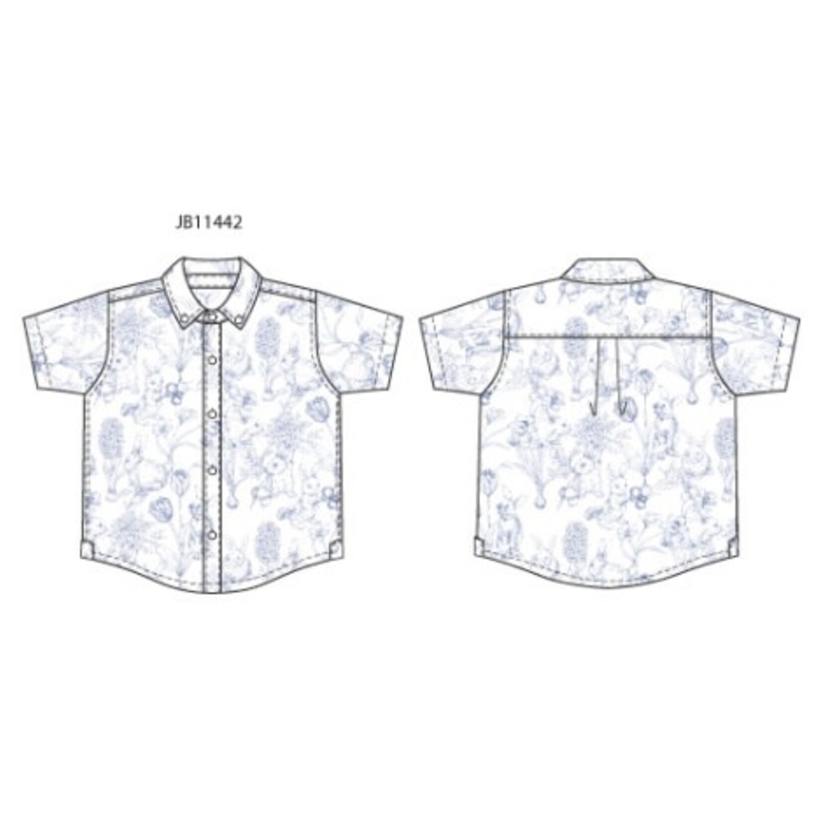 JANIE AND JACK W BLU BUNNY TOILE SS TOP ESTR1