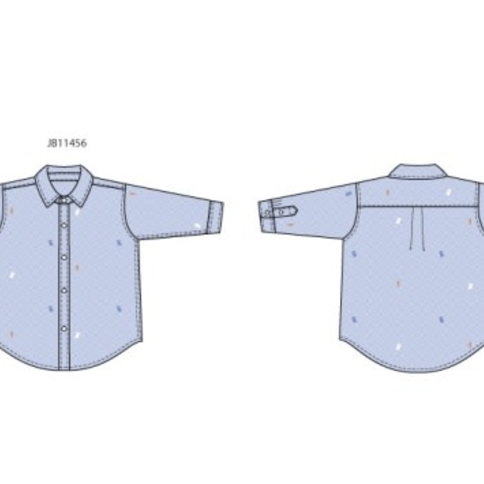 JANIE AND JACK W BLU AOE BUNNY LS OXFORD ESTR1