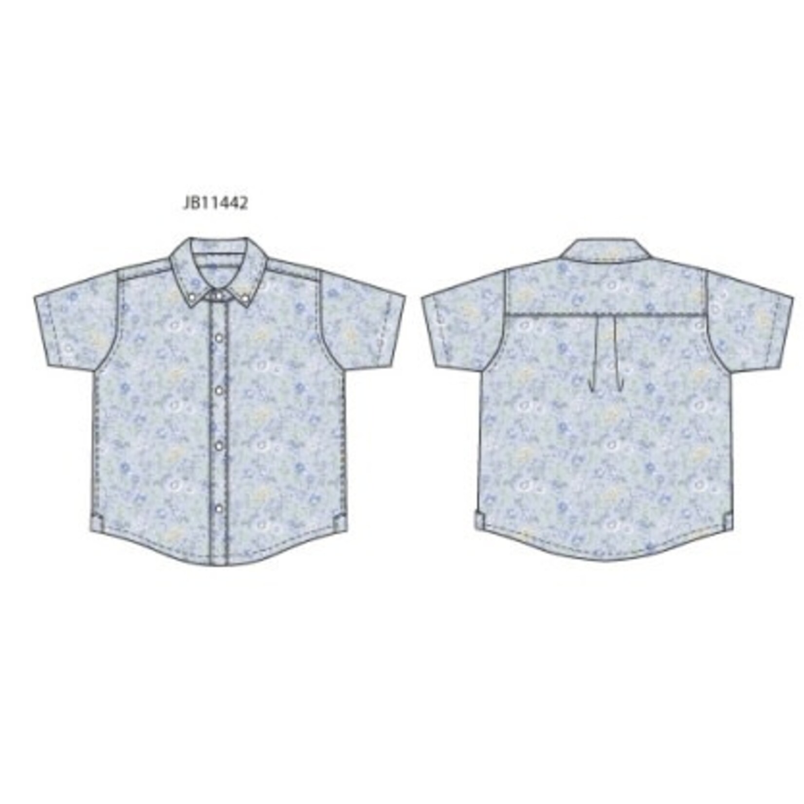 JANIE AND JACK W TR BLU FLORAL SS TOP ESTR1