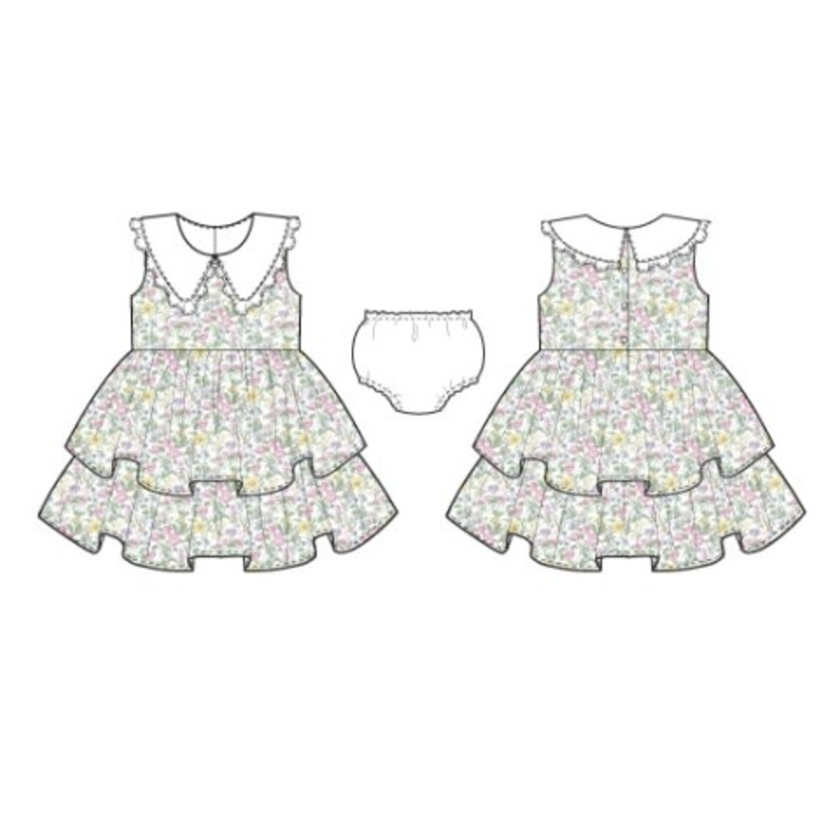 JANIE AND JACK W MULTI FLRL CLLR TIERED DRESS E1