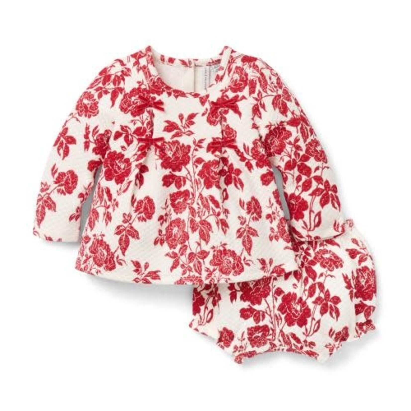 JANIE AND JACK G K RED FLORAL BOW LS SET H1
