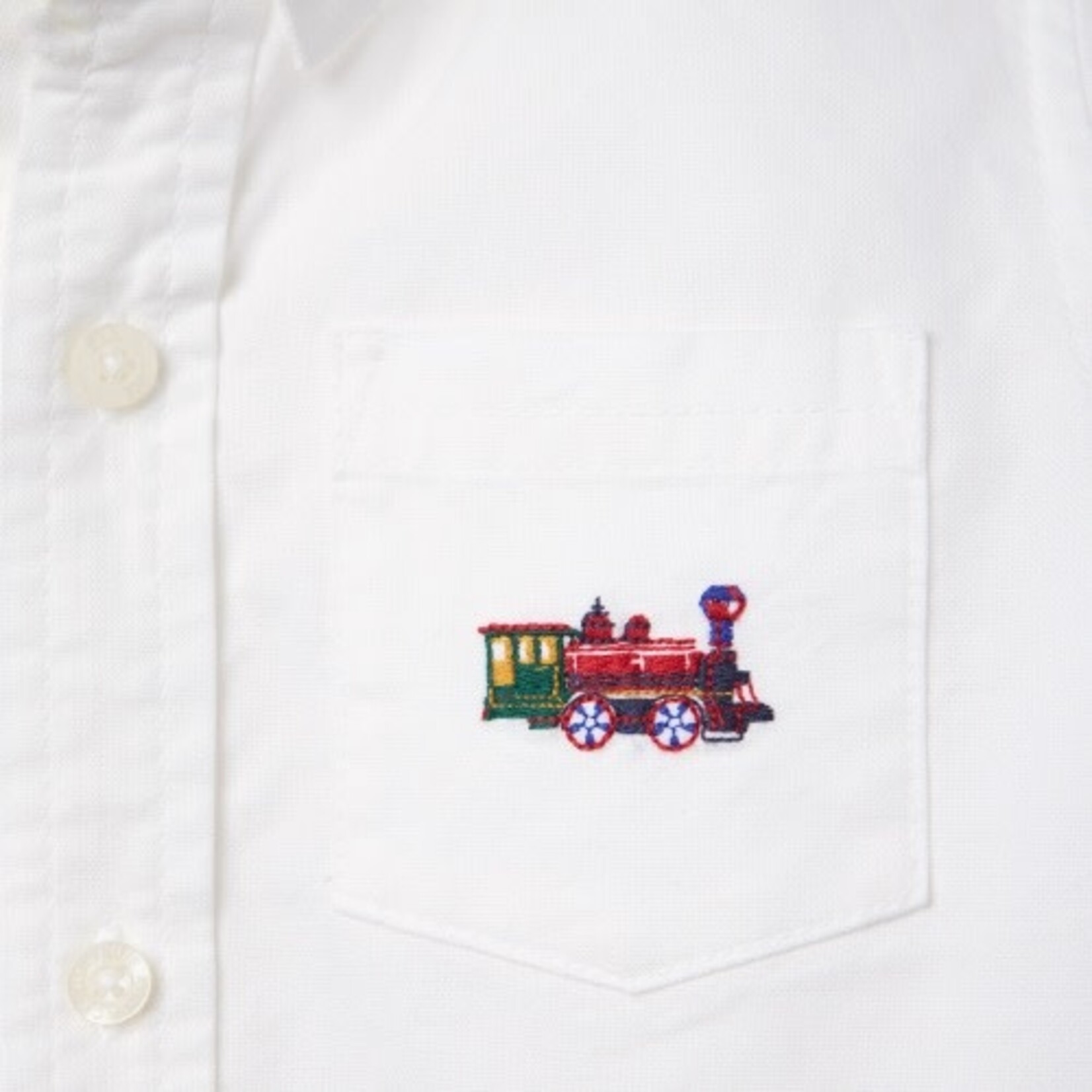 JANIE AND JACK W LS EMB ICON TRAIN WHITE OXFORD TOP H1A